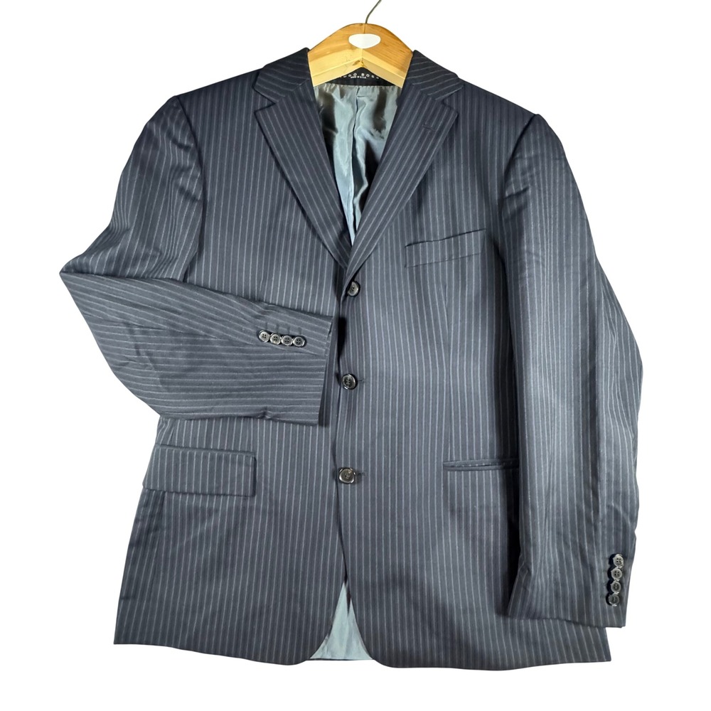Hugo Boss Blazer Mens 42S Navy Blue Pinstripe Wool Rossellini Movie Sport Coat